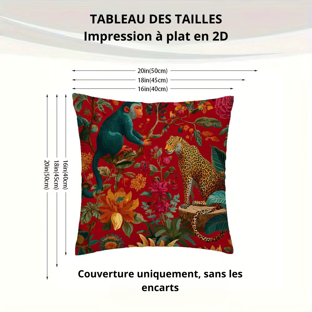 coussin motif jungle