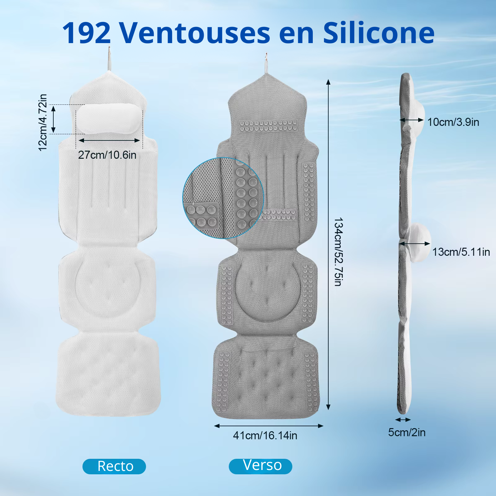 Coussin appui-tête antidérapant pour baignoire – Image 6