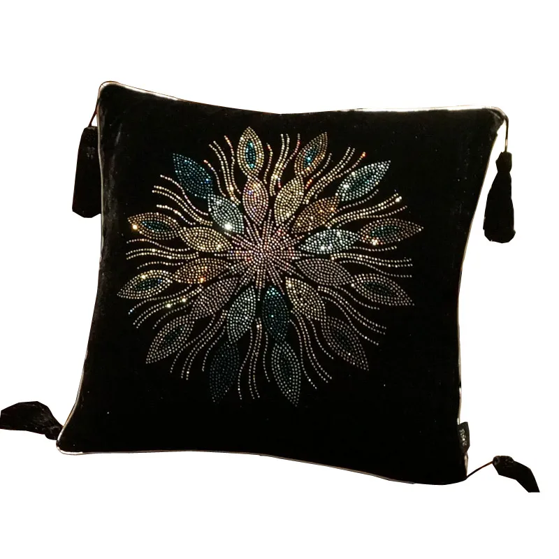 coussin strass velours noir