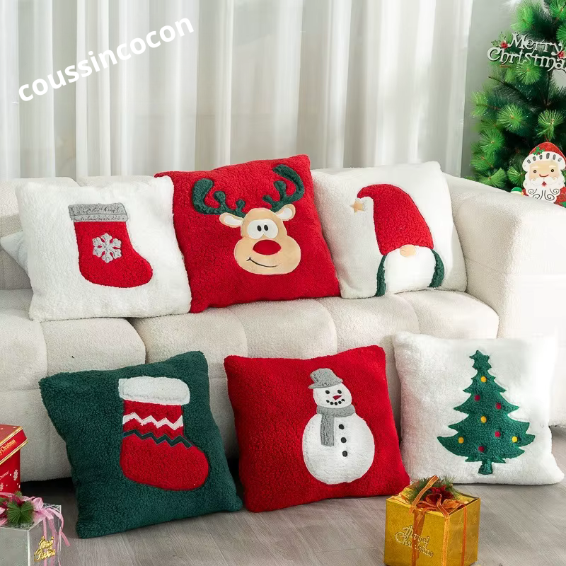 Coussin décoratif Noël brodé