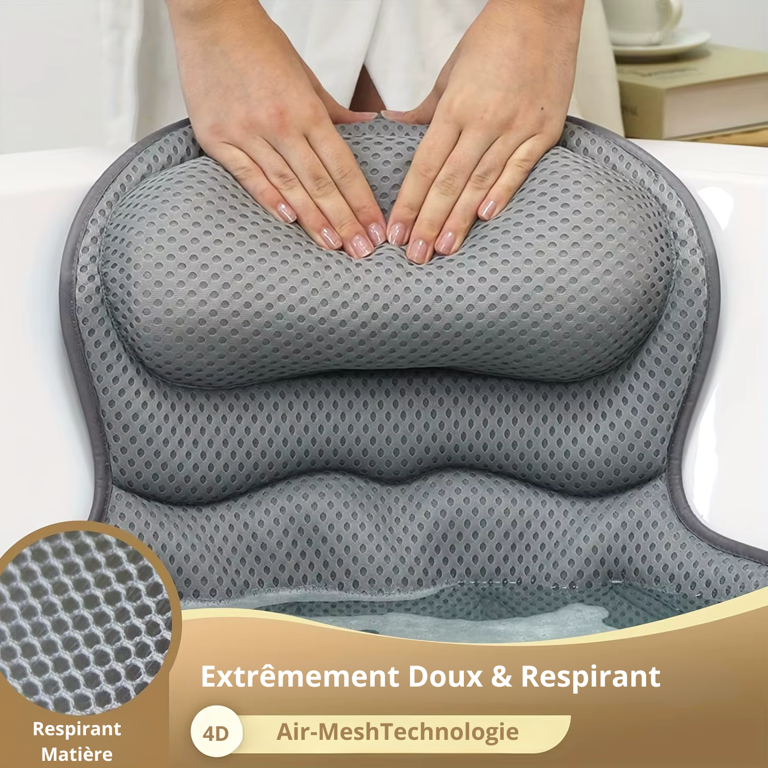 Coussin de bain de luxe avec maille aérée 3D – Image 6